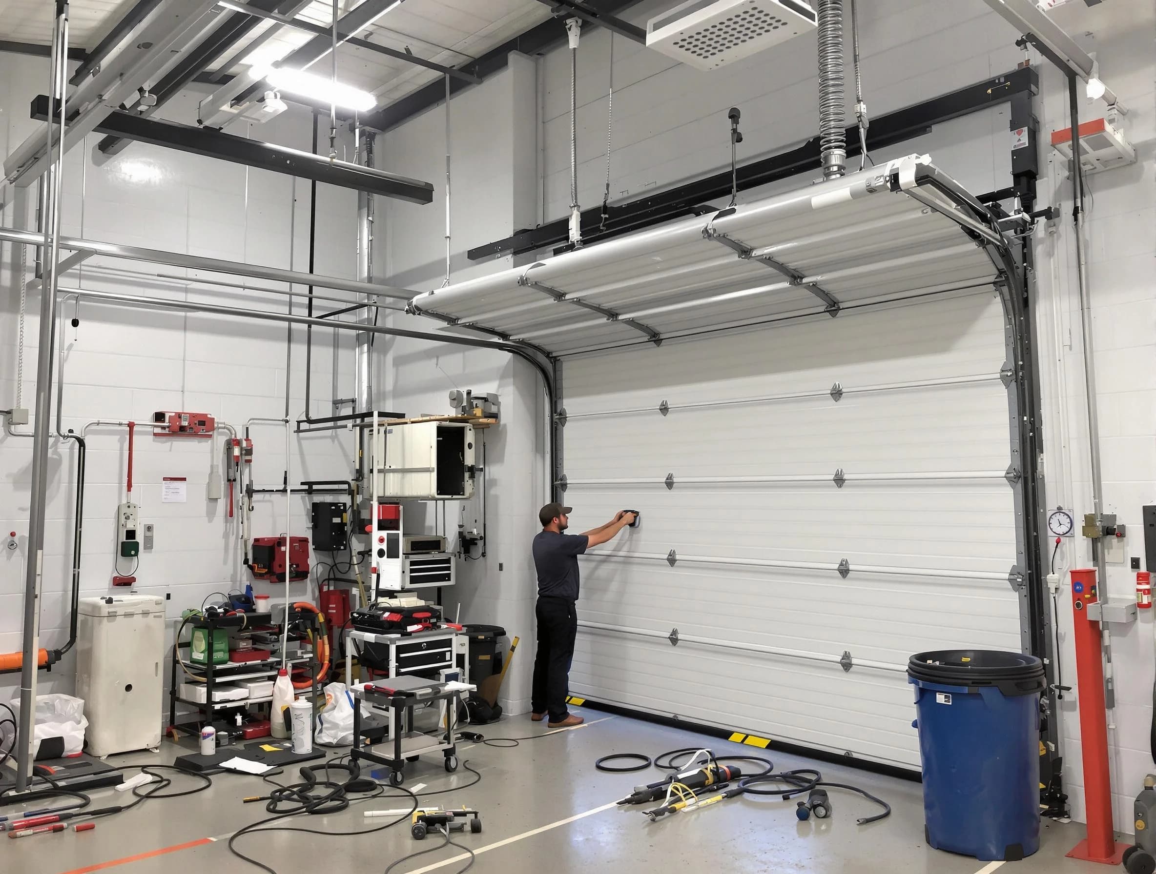 Coopertown Garage Door Repair certified technician performing commercial door repair at a Coopertown business facility