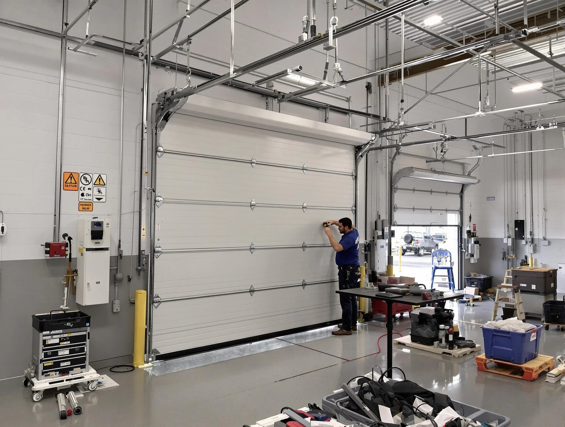 Commercial garage door repair being performed by Coopertown Garage Door Repair expert in Coopertown