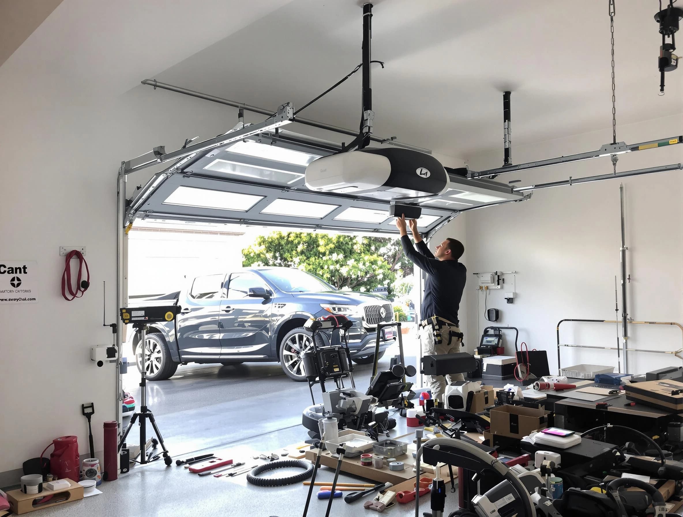 Coopertown Garage Door Repair specialist installing smart garage door opener system in Coopertown home