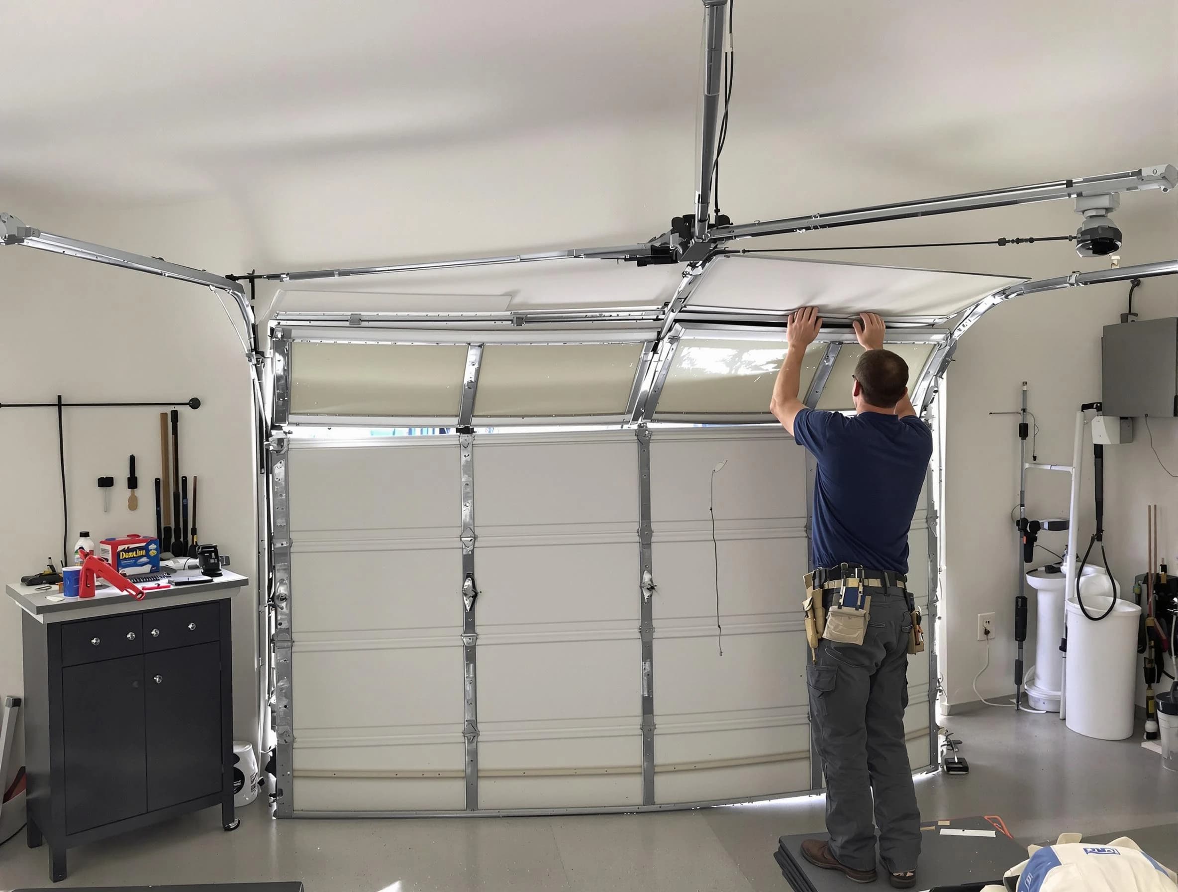 Coopertown Garage Door Repair specialist performing precise section replacement on Coopertown garage door