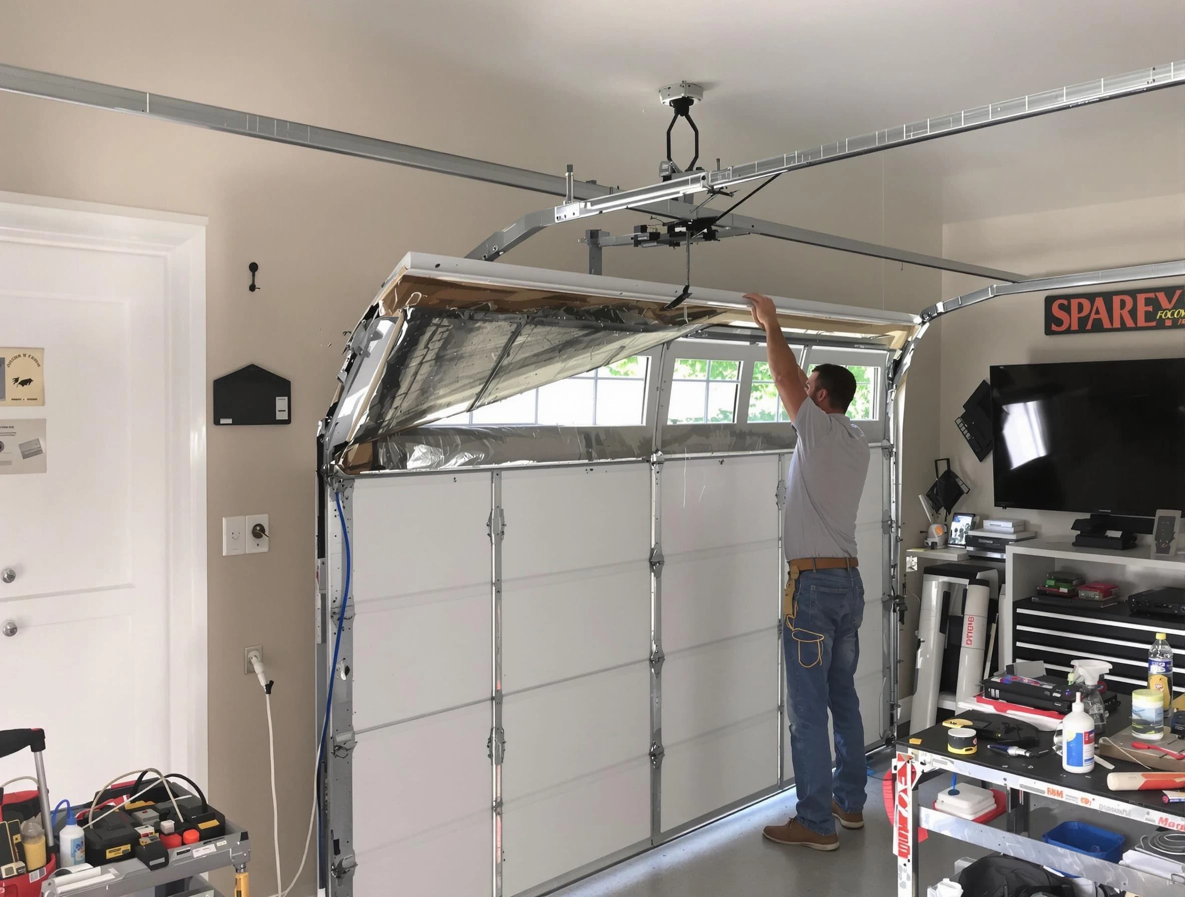 Garage door section replacement by Coopertown Garage Door Repair in Coopertown