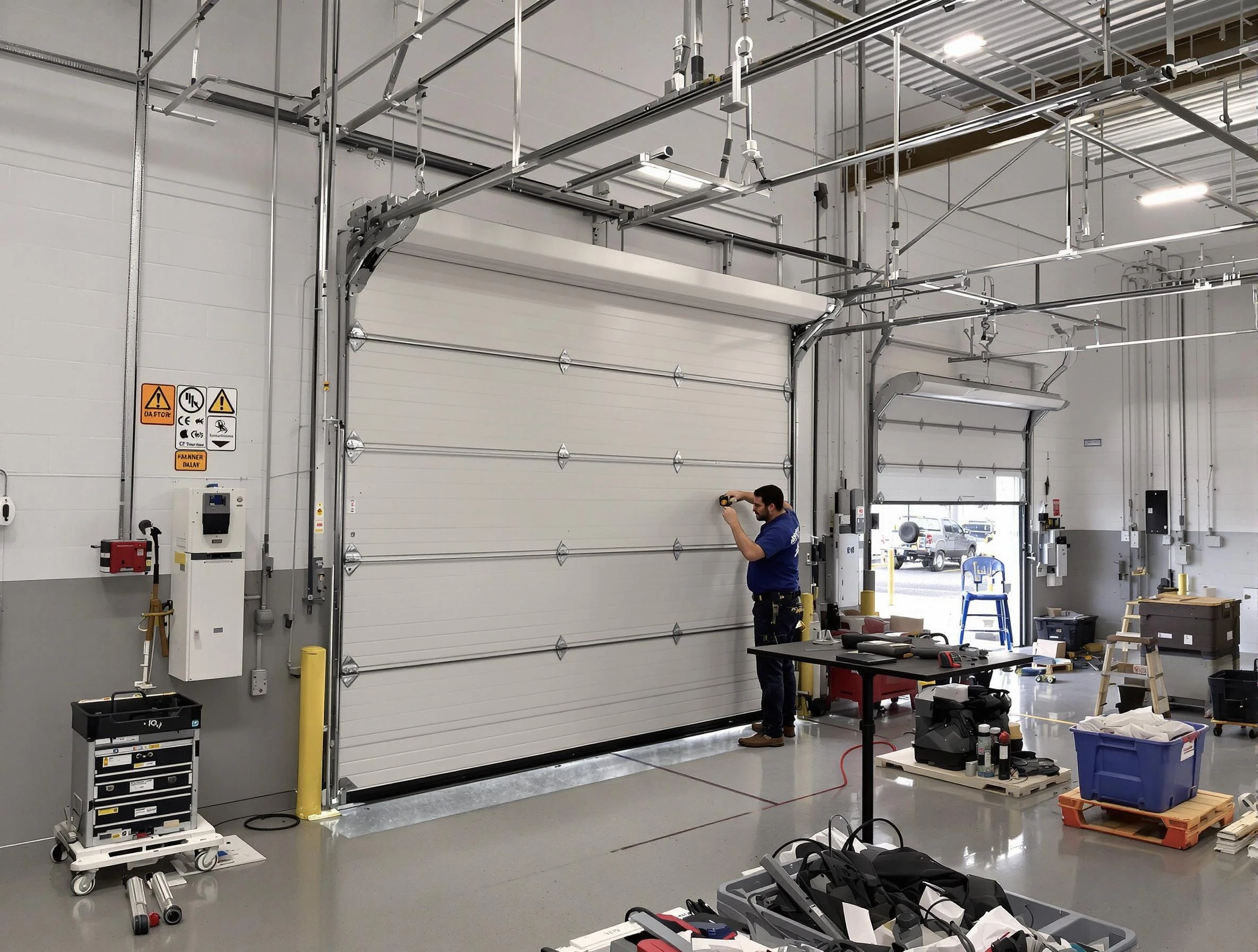 Commercial garage door repair being performed by Coopertown Garage Door Repair expert in Coopertown