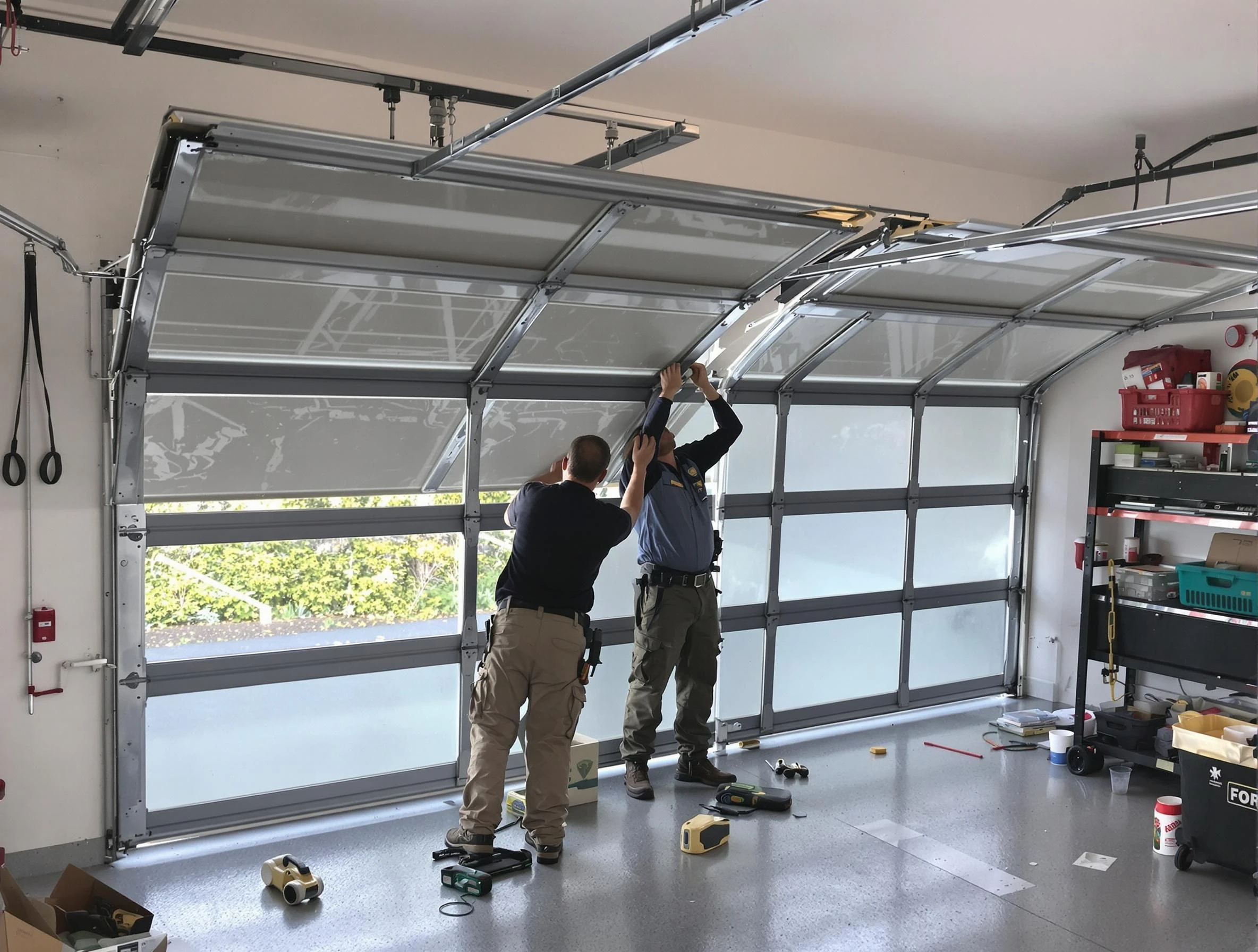 Coopertown Garage Door Repair expert performing precise panel replacement on Coopertown garage door