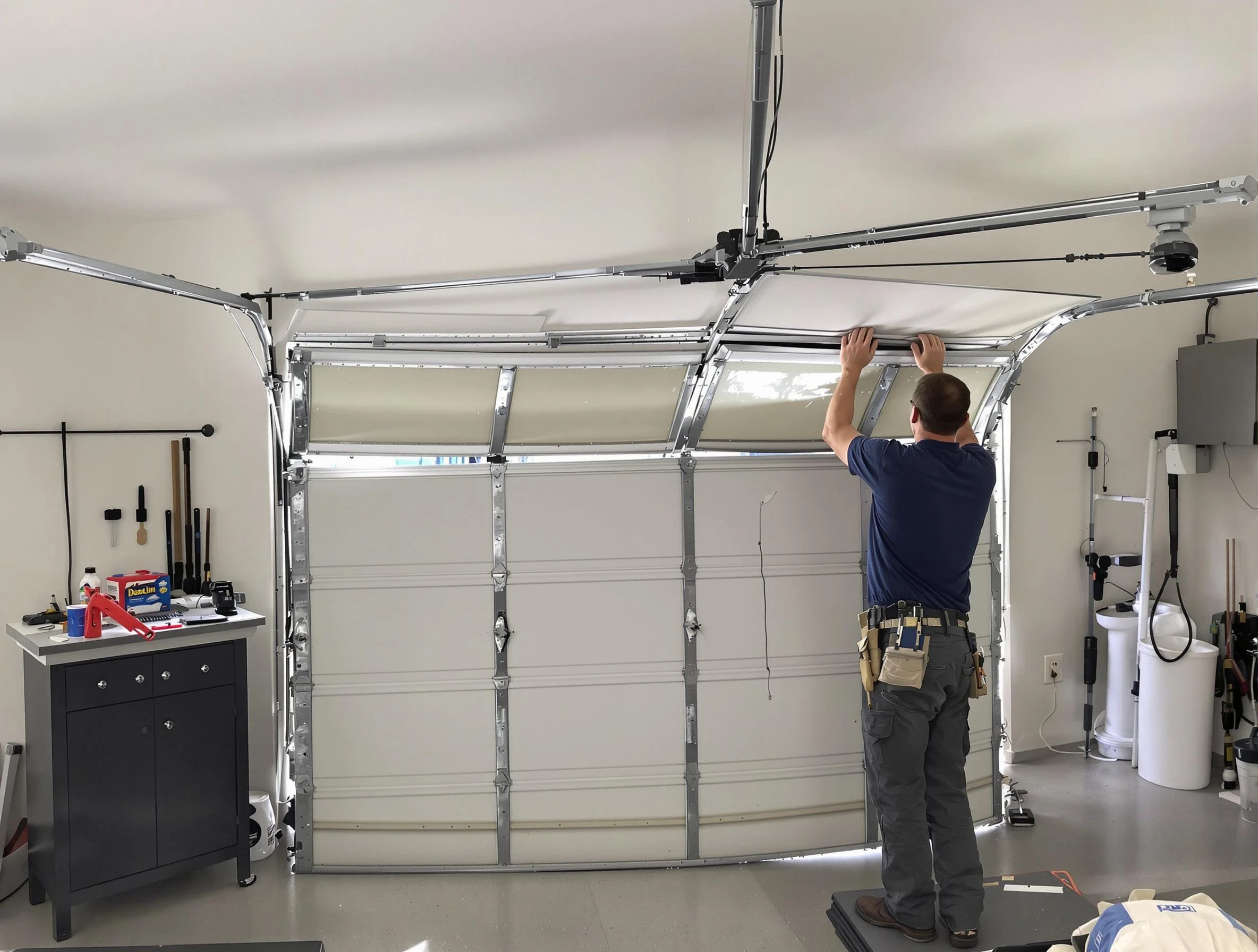Coopertown Garage Door Repair specialist performing precise section replacement on Coopertown garage door