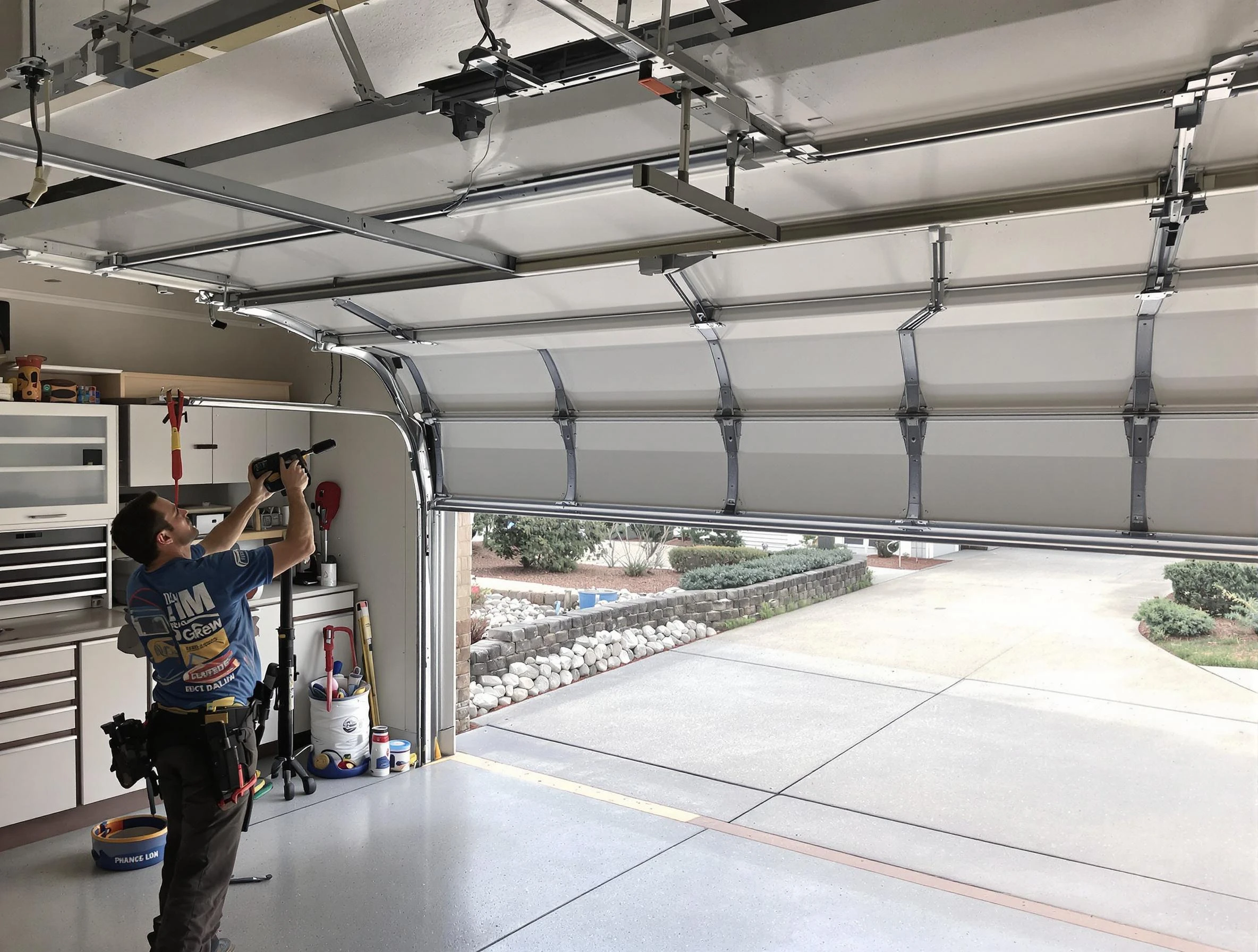 Garage door track repair service by Coopertown Garage Door Repair in Coopertown